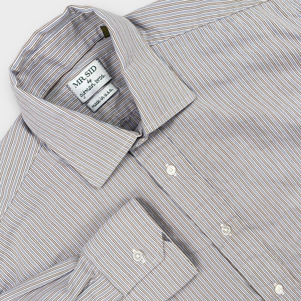 Gitman Bros Mr Sid Dress Shirt Mens 15 - 34 Striped Button Up Spread Made in USA